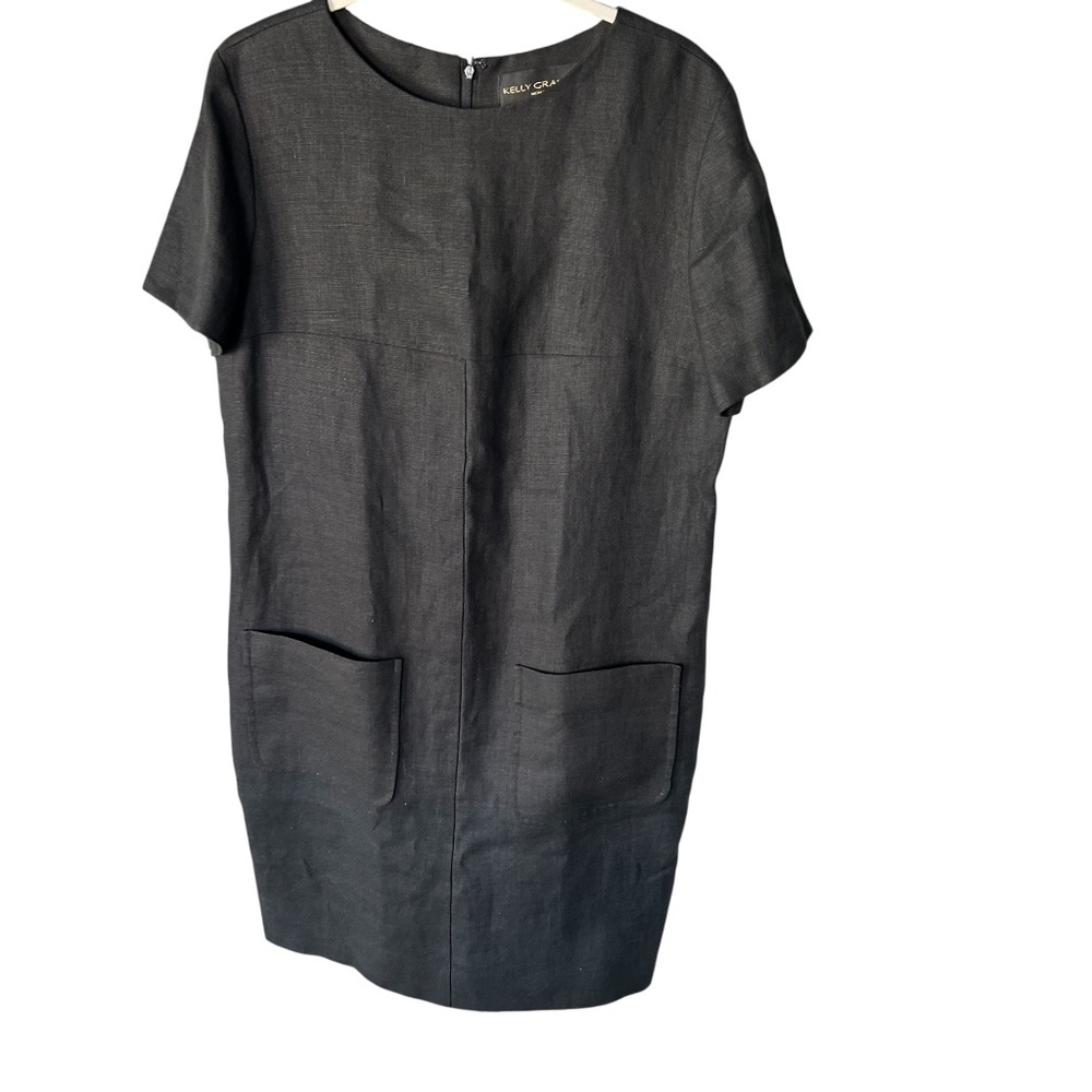 Kelly Graham New York Black Short Sleeve Linen Dress Size 12
